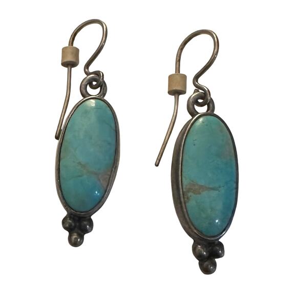Ron Wesley Taos New Mexico Silver Turquoise Earrings - Picture 1 of 4